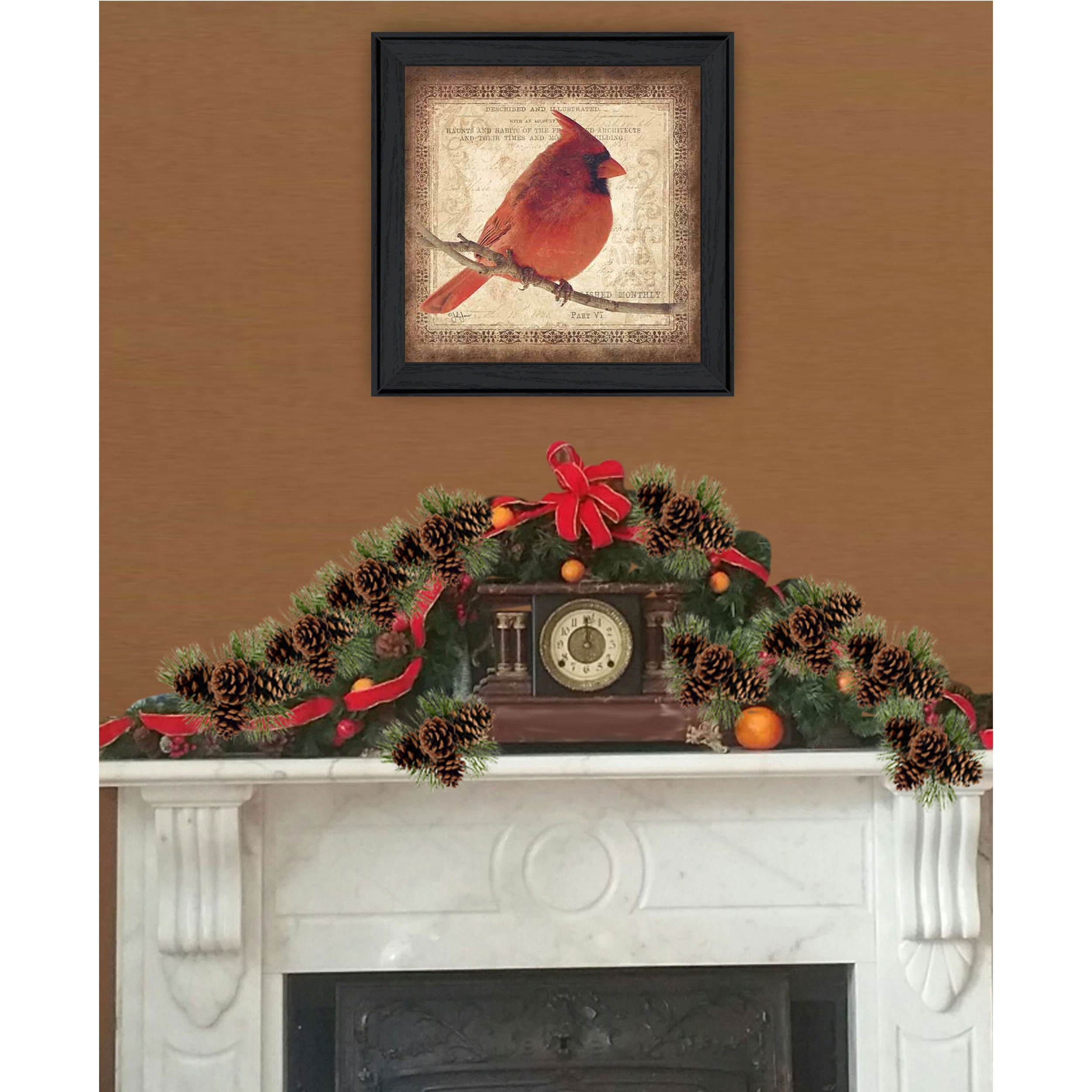 Male Cardinal 2 Black Framed Print Wall Art