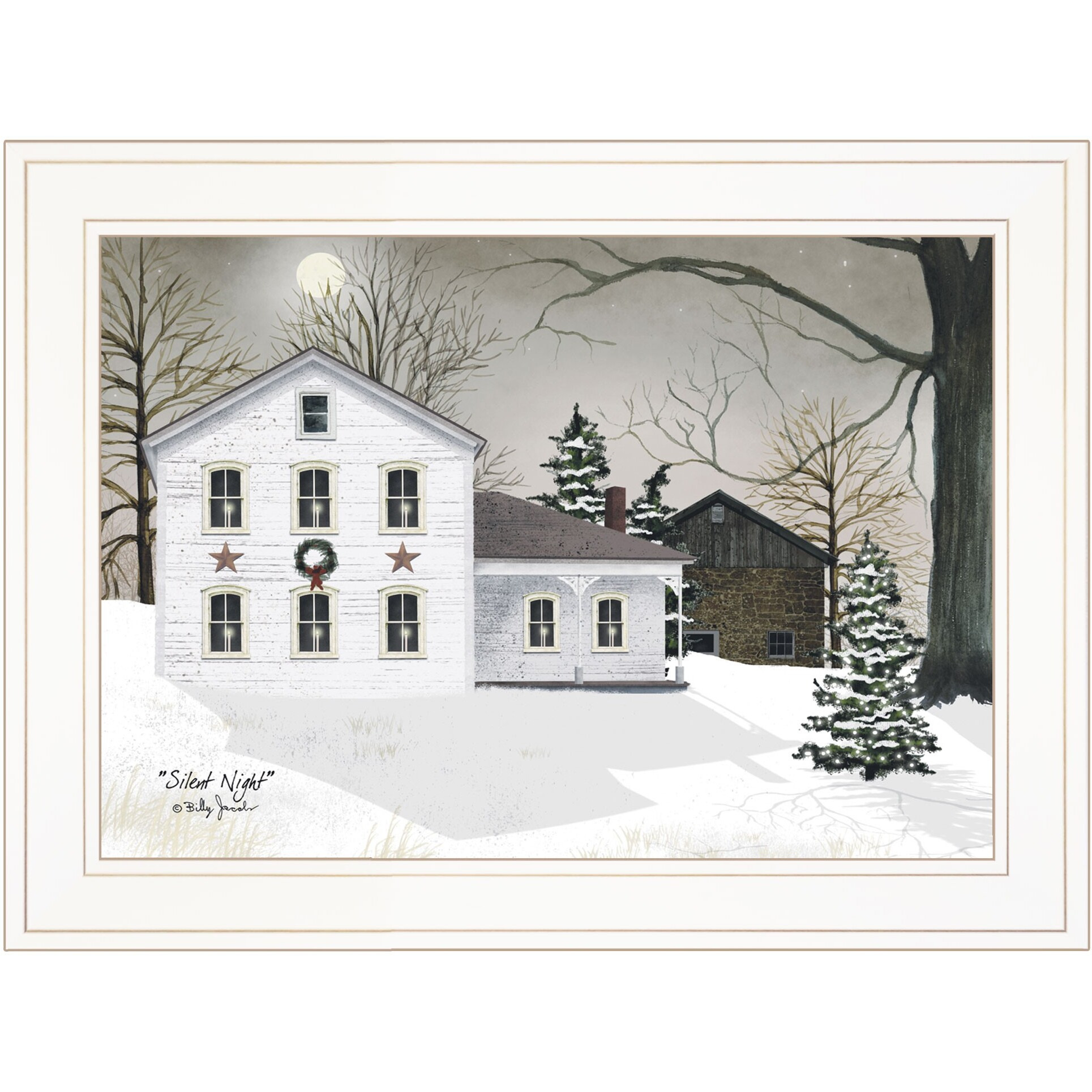 Silent Night 2 White Framed Print Wall Art