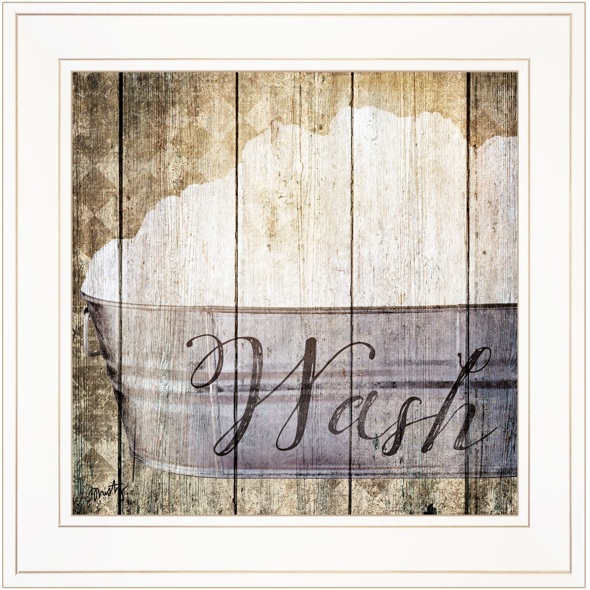 Wash 1 White Framed Print Wall Art