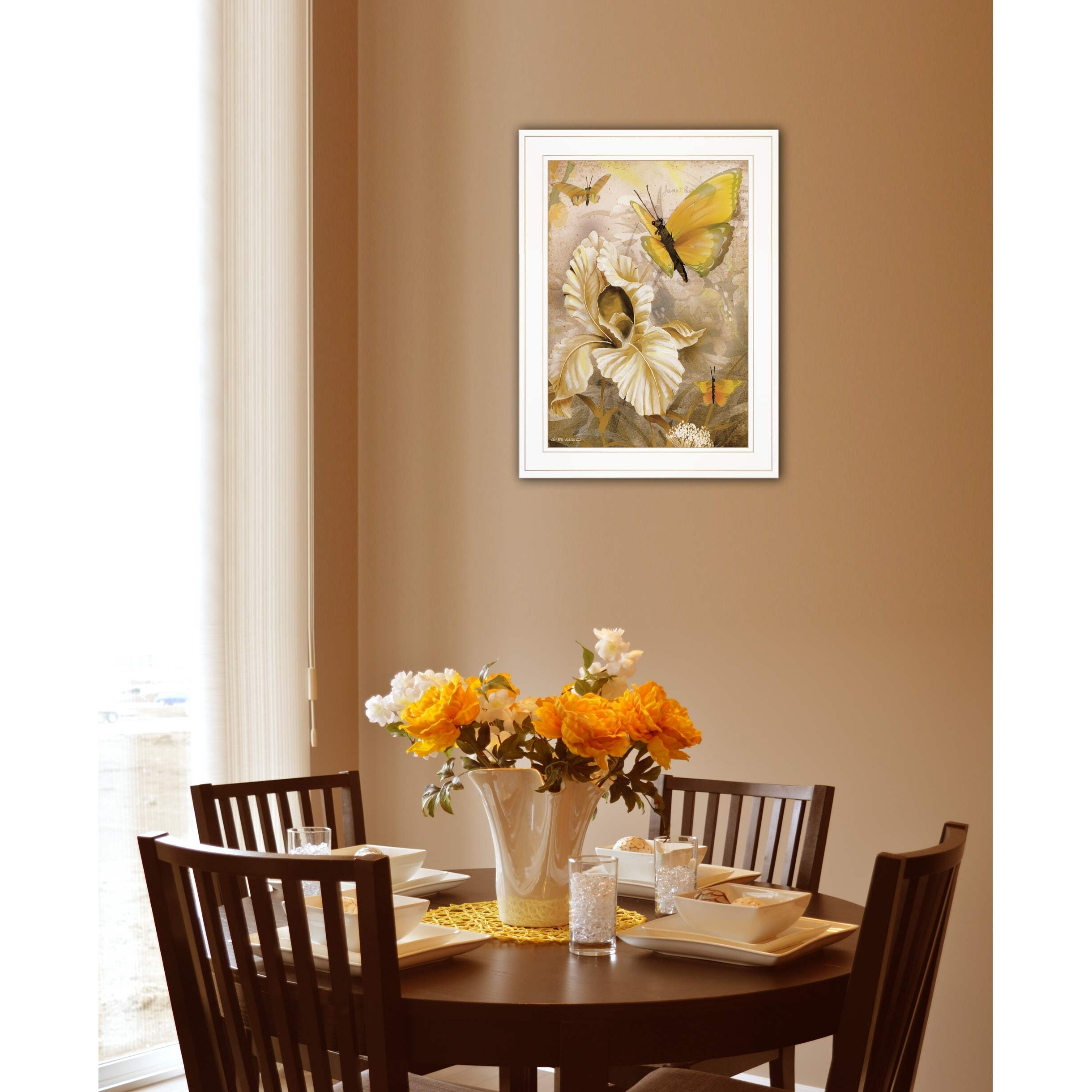 Flowers & Butterflies I 2 White Framed Print Wall Art