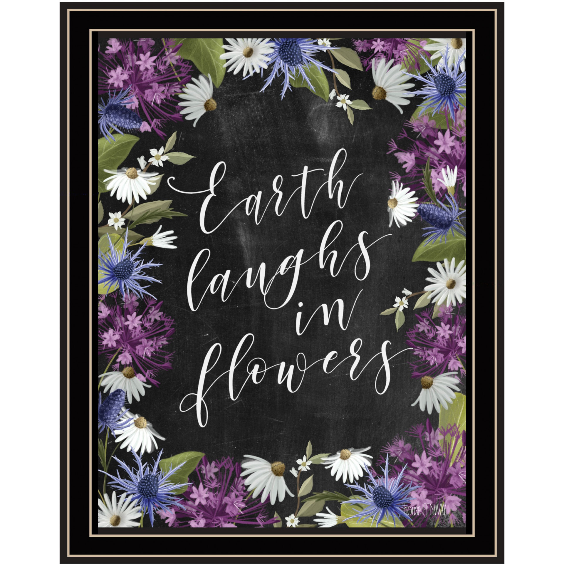 Earth Laughs In Flowers 1 Black Framed Print Wall Art