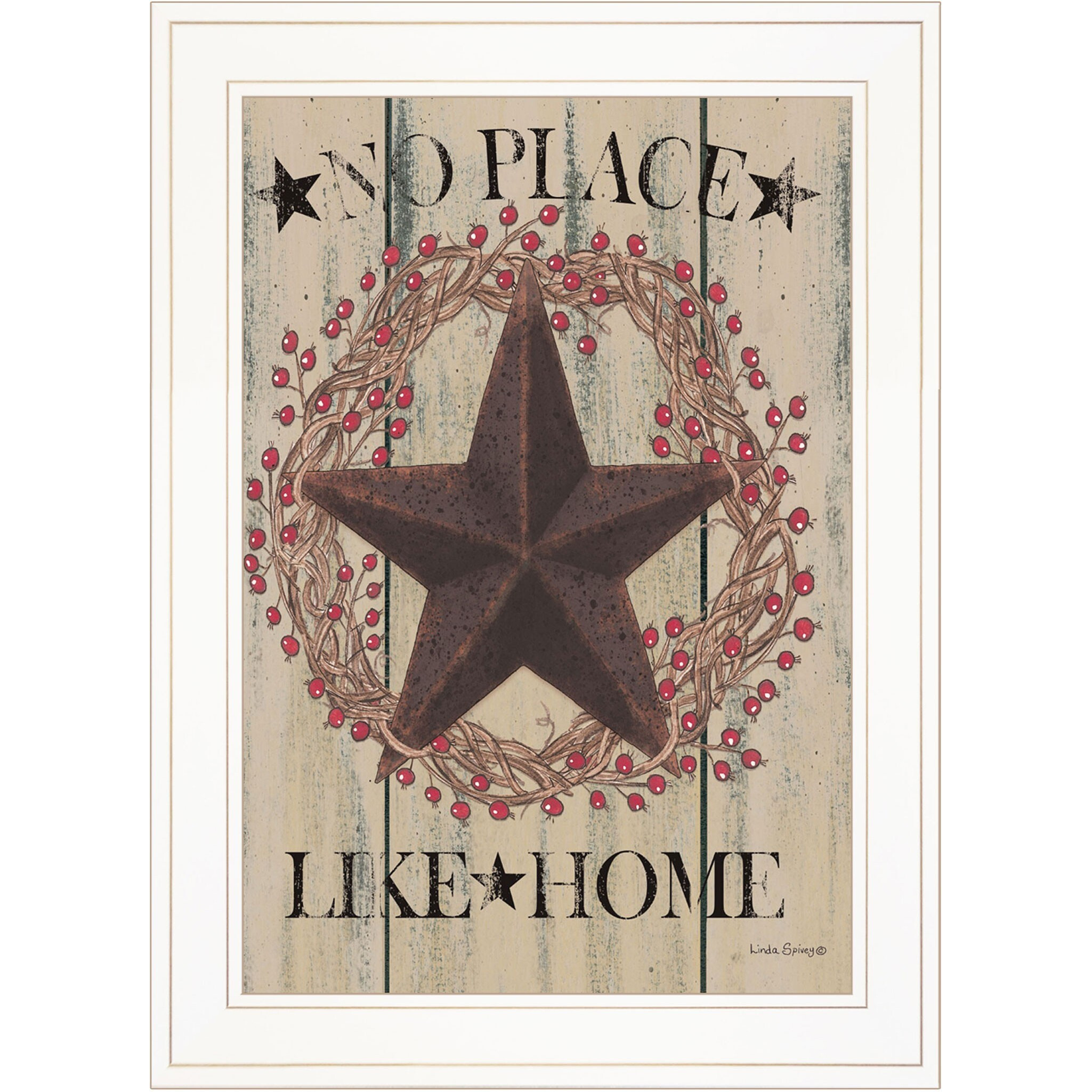 No Place Like Home Wreath 1 White Framed Print Wall Art