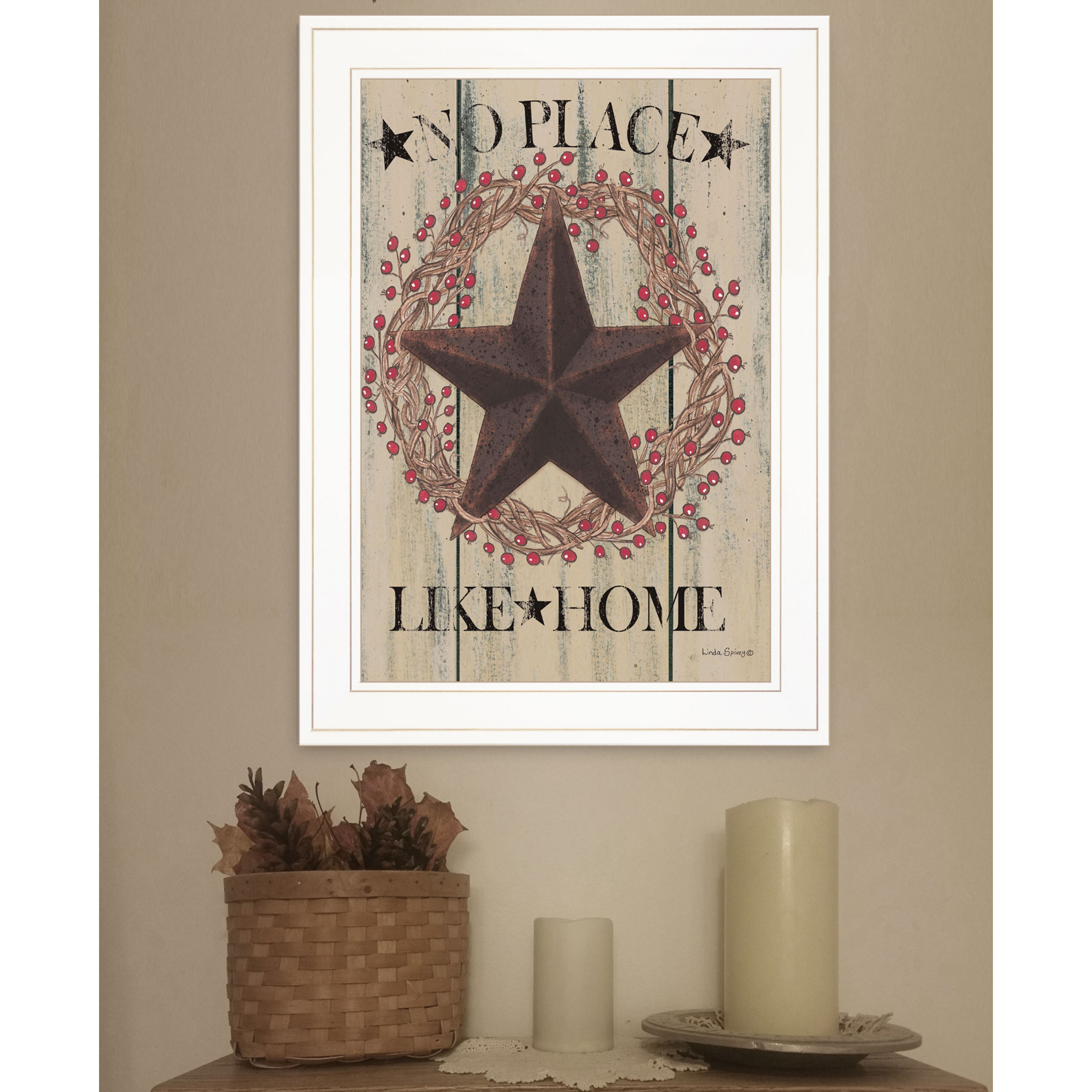 No Place Like Home Wreath 1 White Framed Print Wall Art