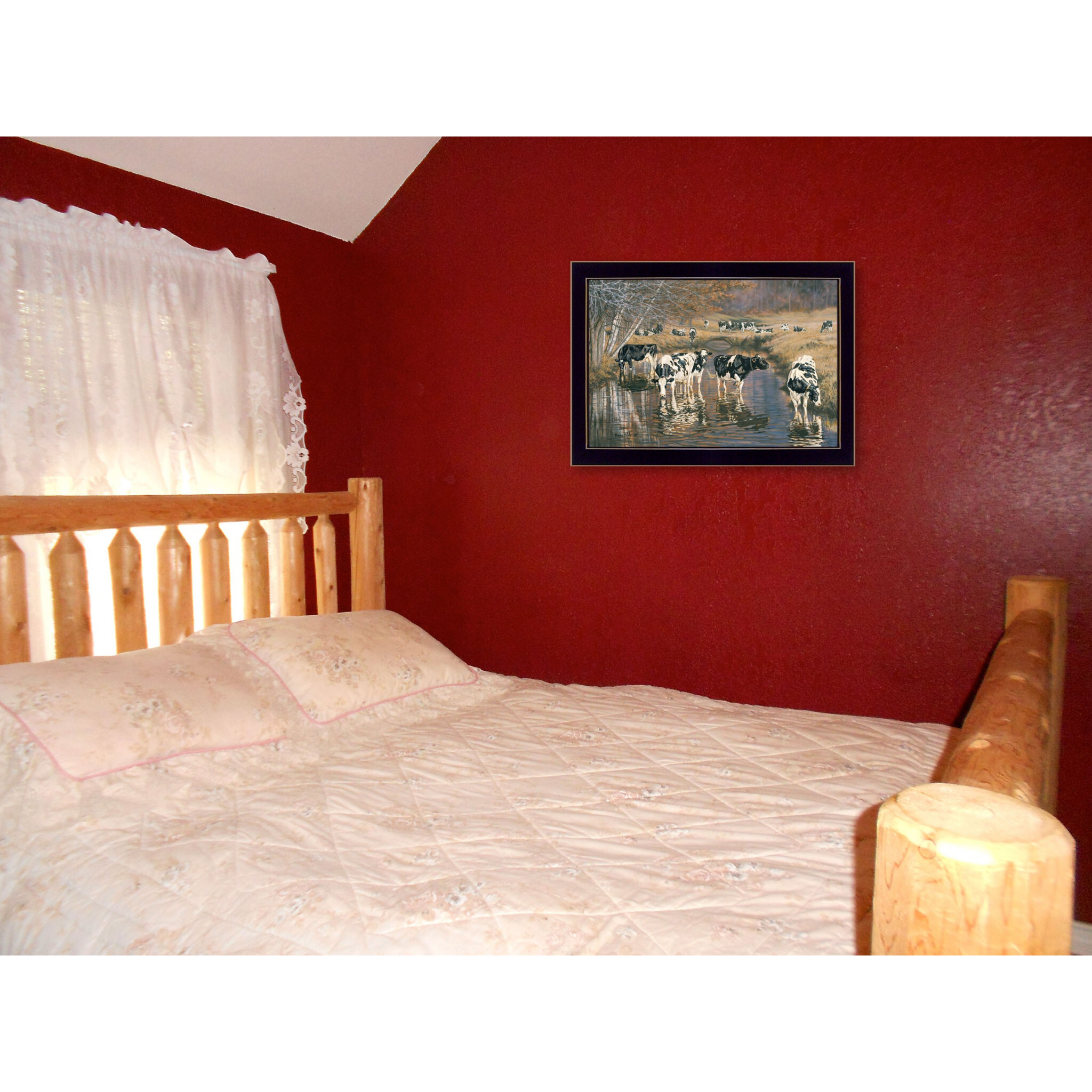 Fall Reflections Holsteins In River Black Framed Print Wall Art