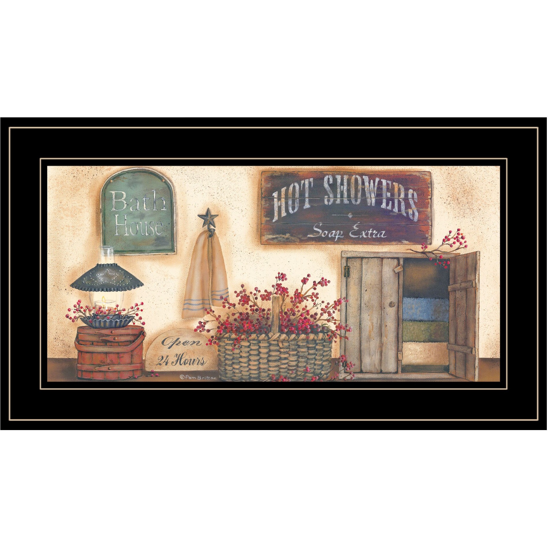 Bath House Collection 3 Black Framed Print Wall Art