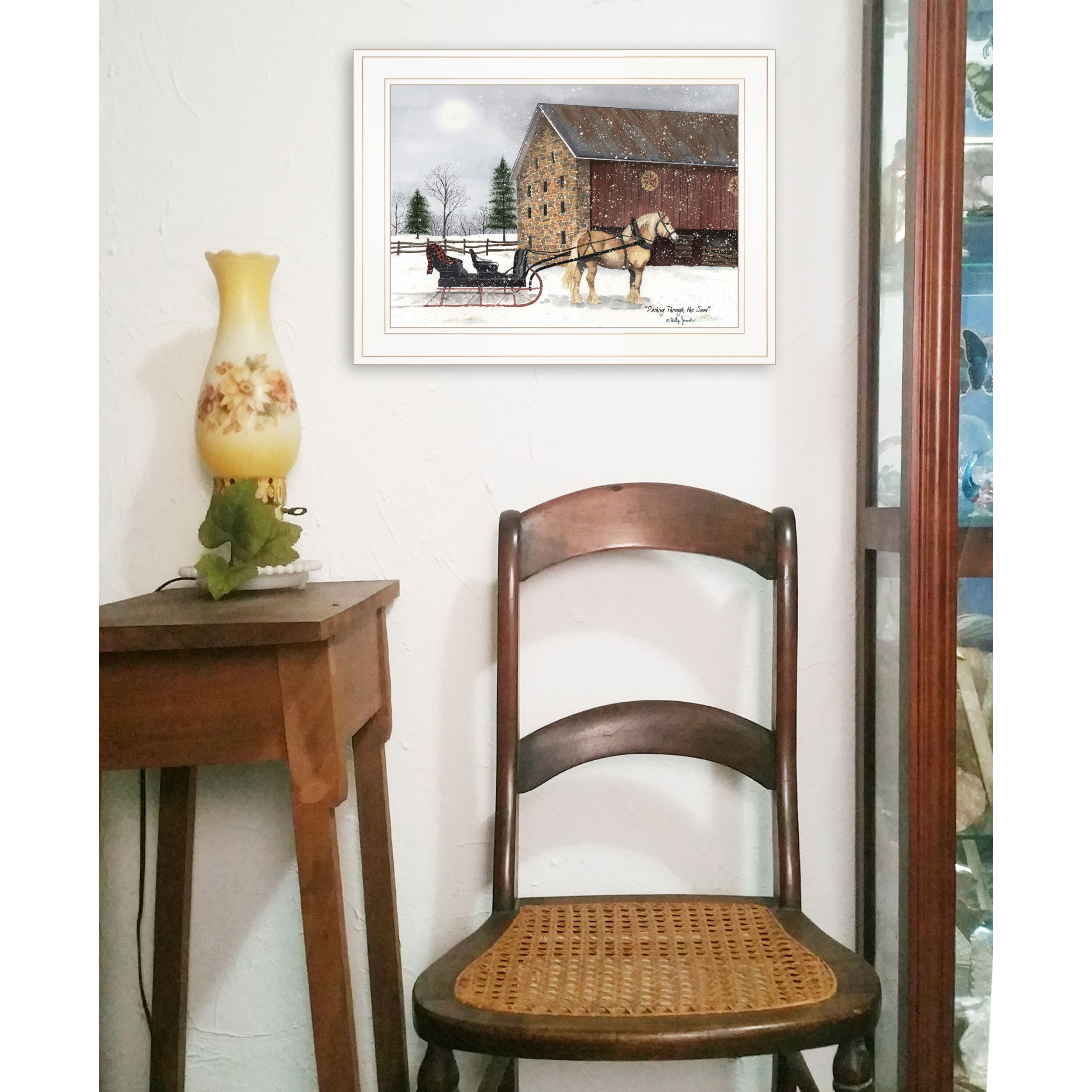 Dashing Through The Snow 1 White Framed Print Wall Art