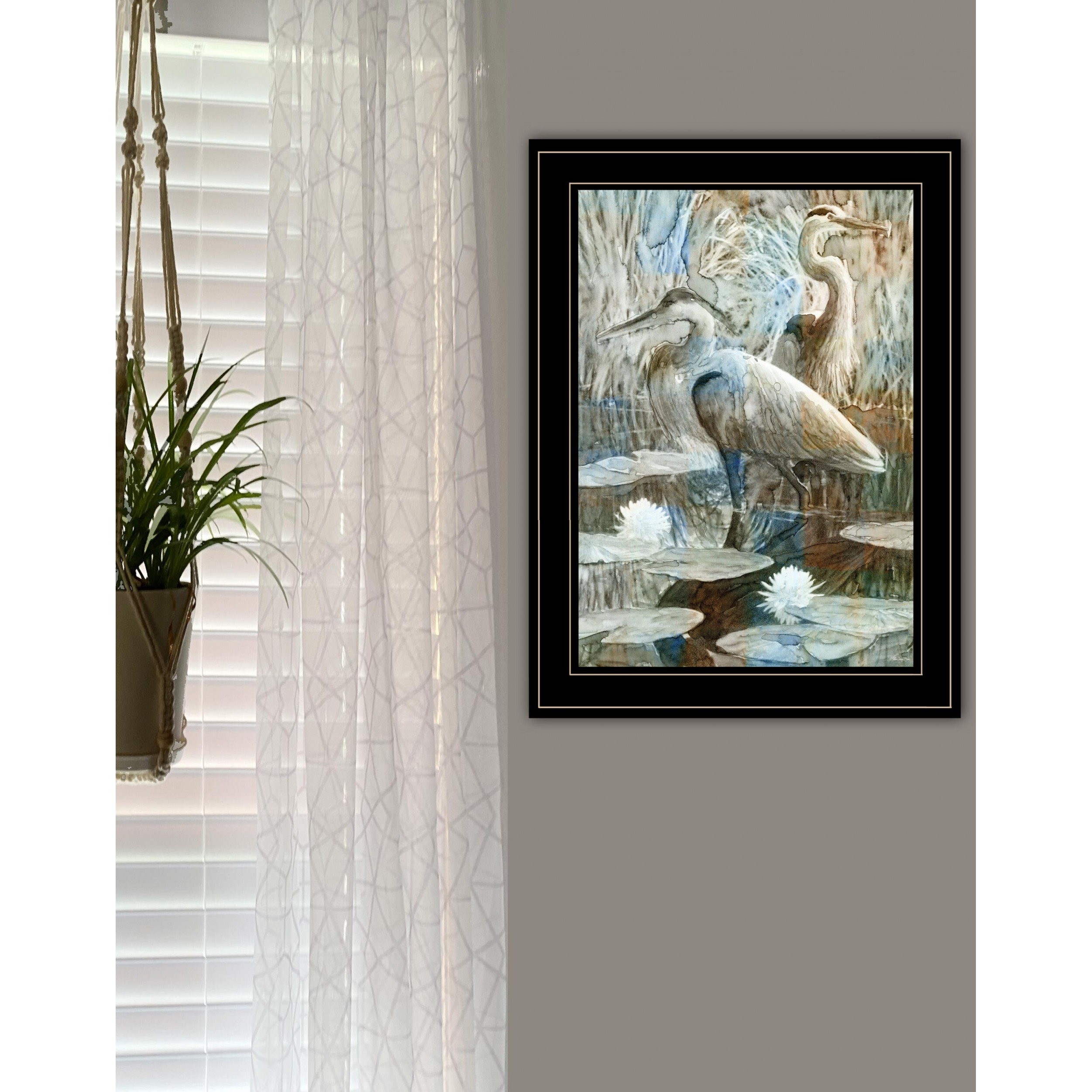 Marsh Herons Ii 2 Black Framed Print Wall Art