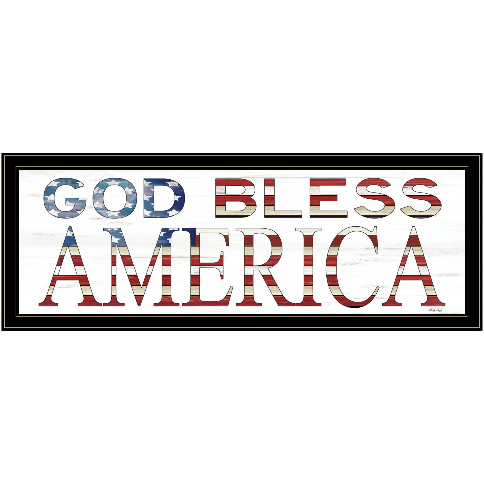 God Bless America 6 Black Framed Print Wall Art