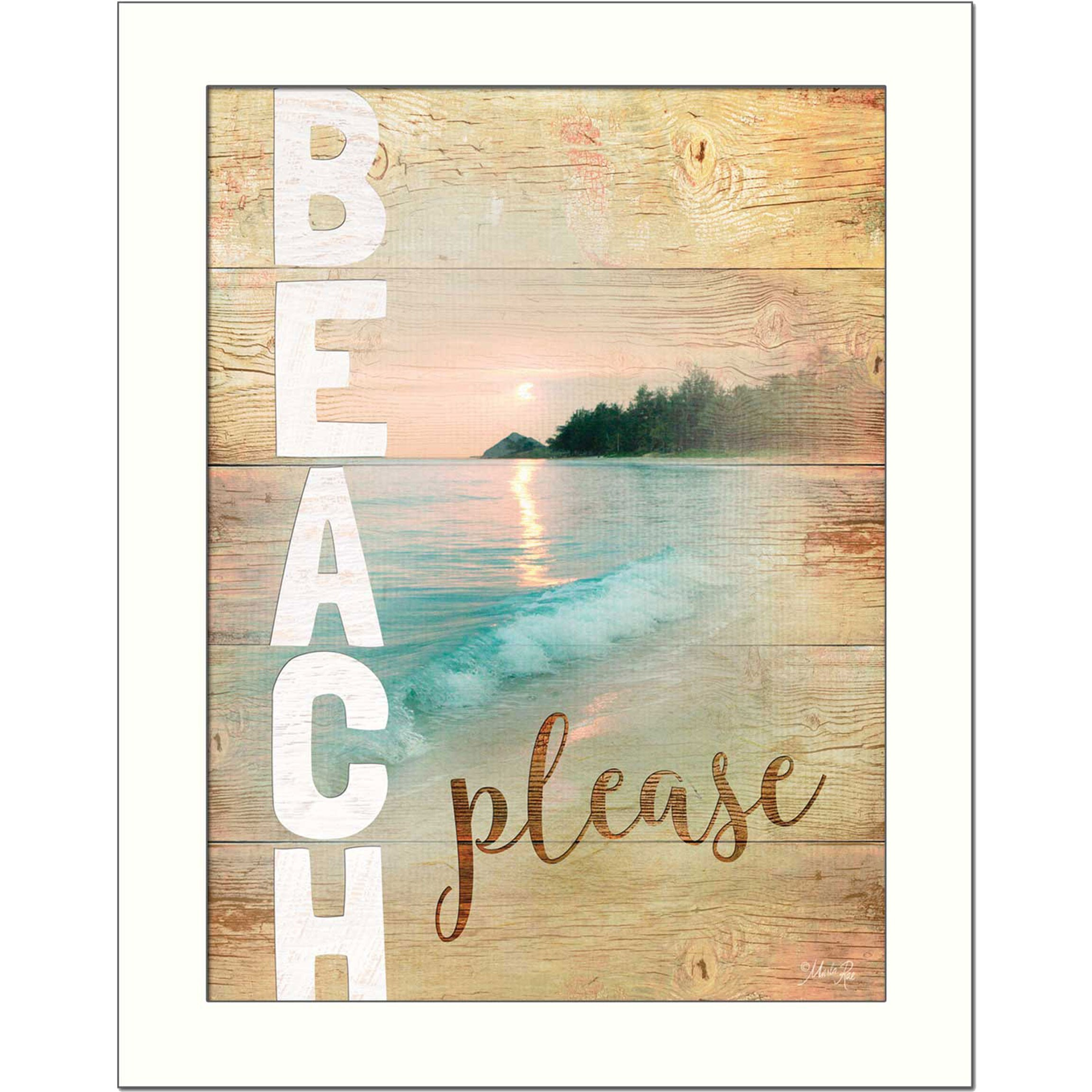 Beach Please 3 White Framed Print Wall Art