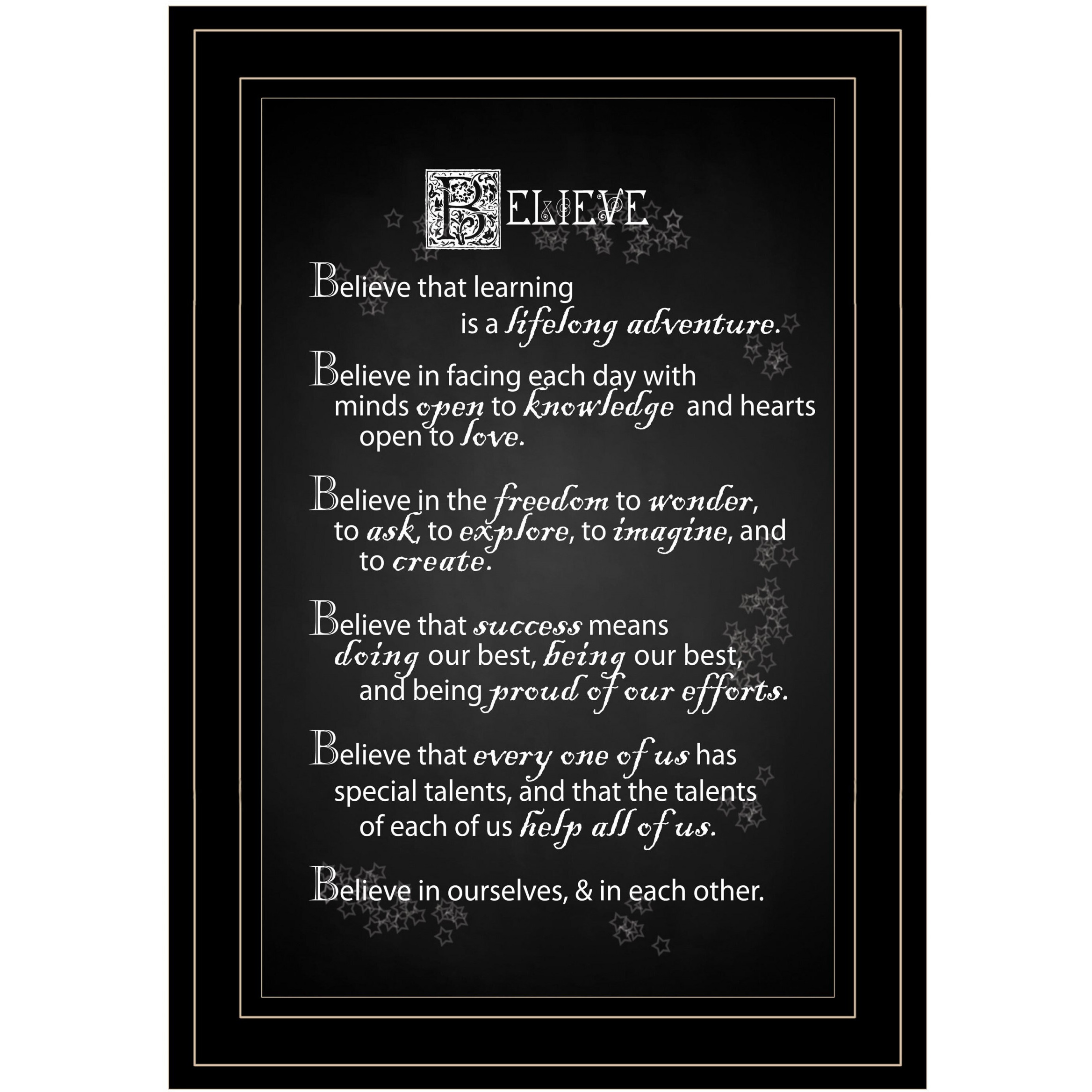 Believe 2 Black Framed Print Wall Art