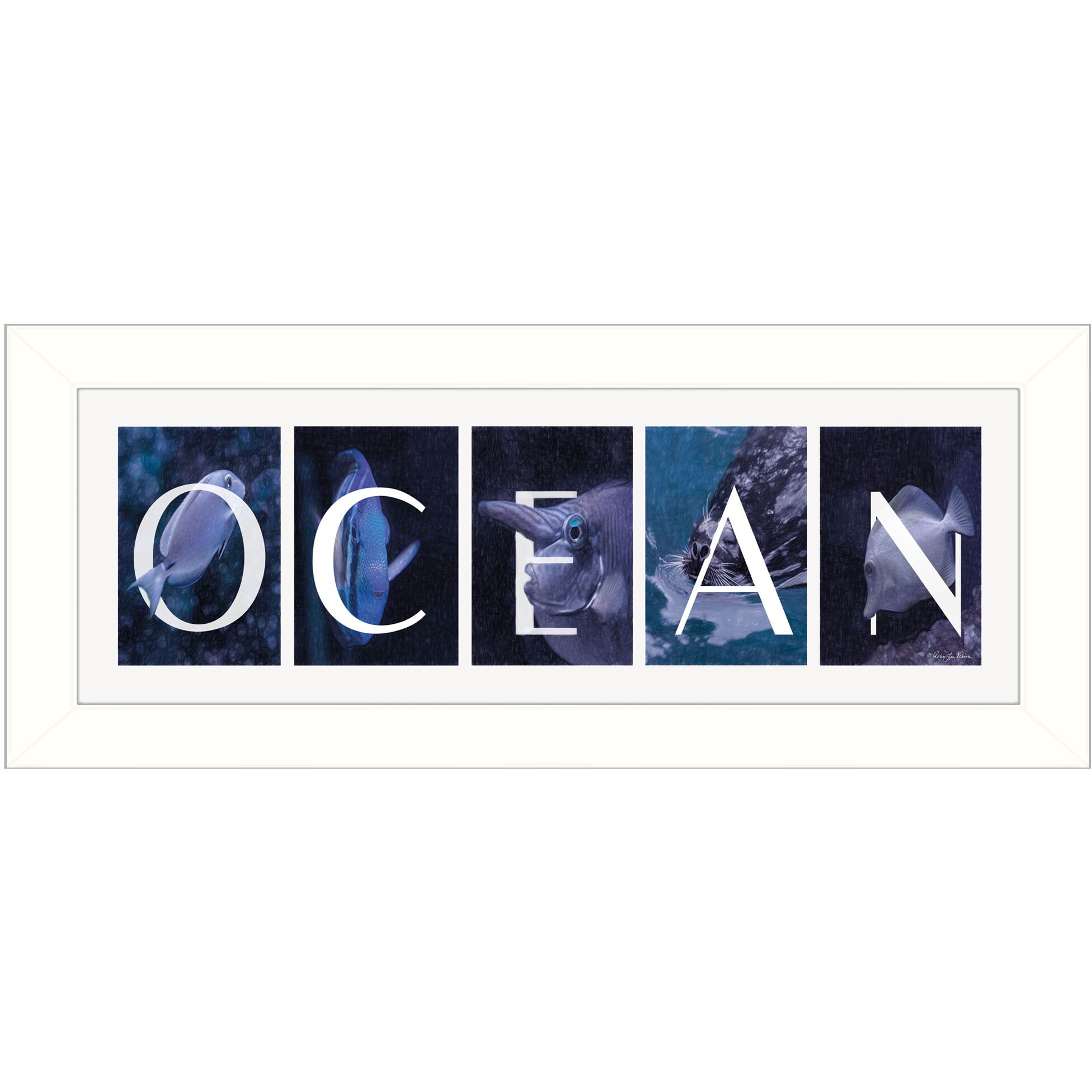 Ocean 1 White Framed Print Wall Art