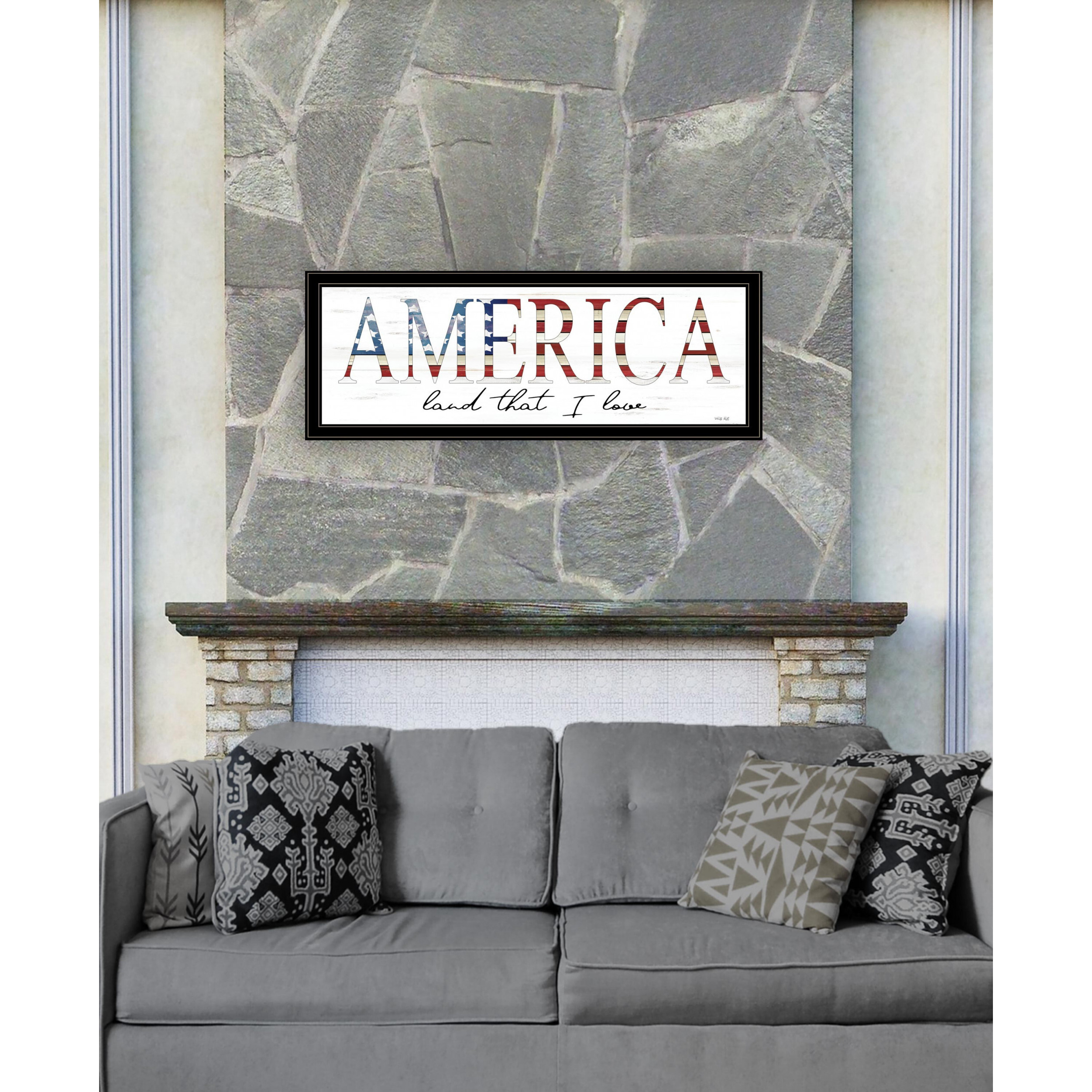America Land That I Love 2 Black Framed Print Wall Art