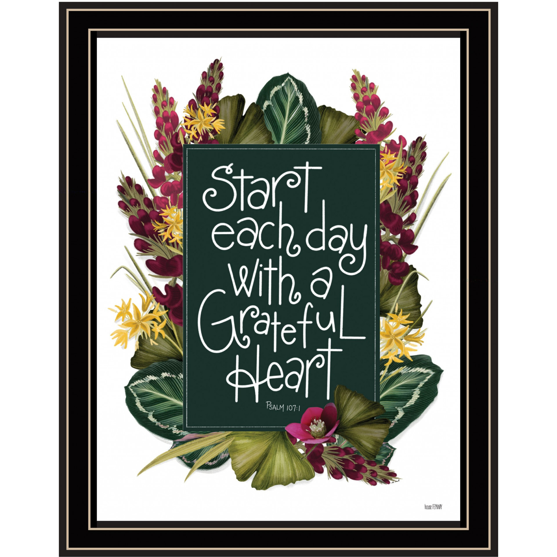 Grateful Heart 1 Black Framed Print Wall Art