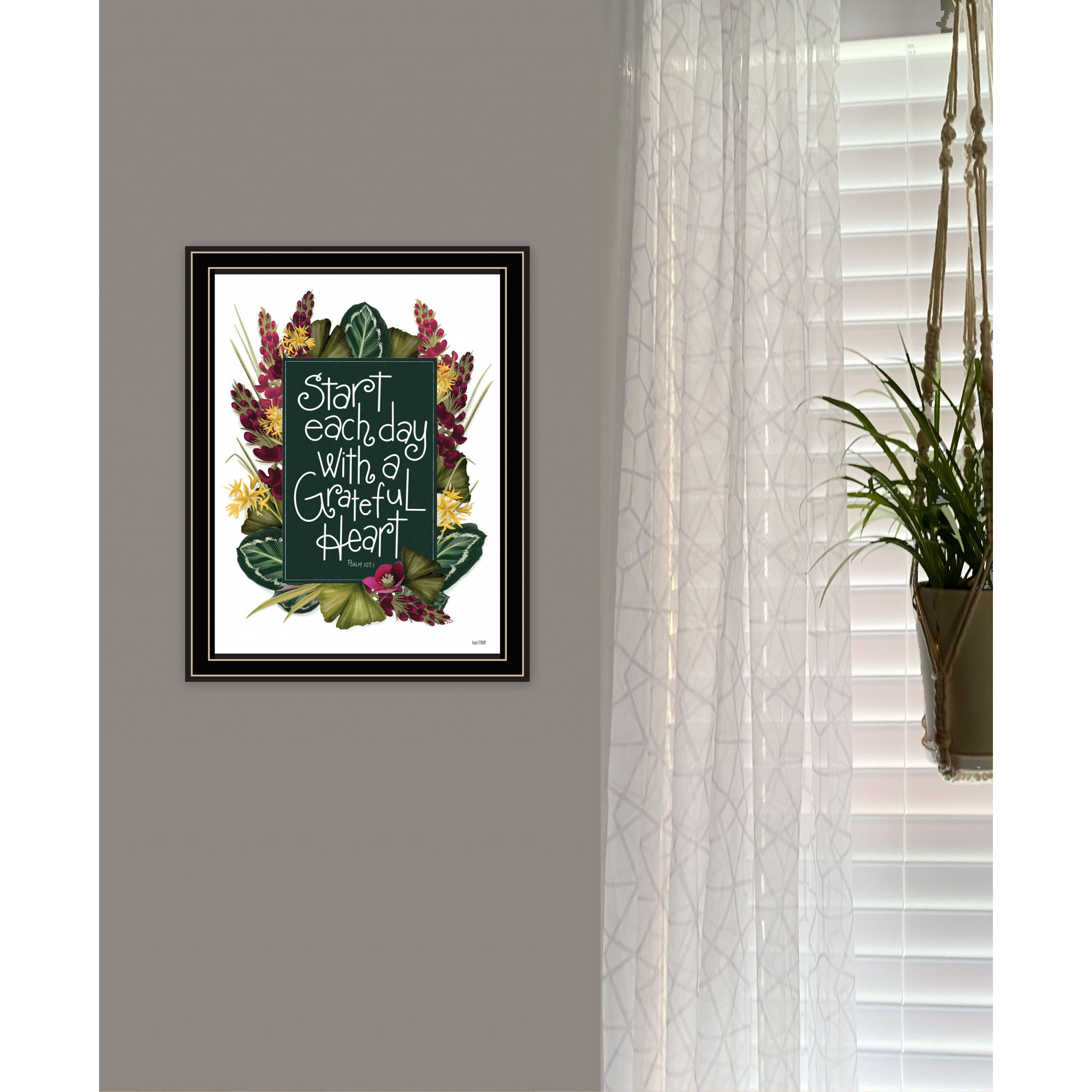Grateful Heart 1 Black Framed Print Wall Art
