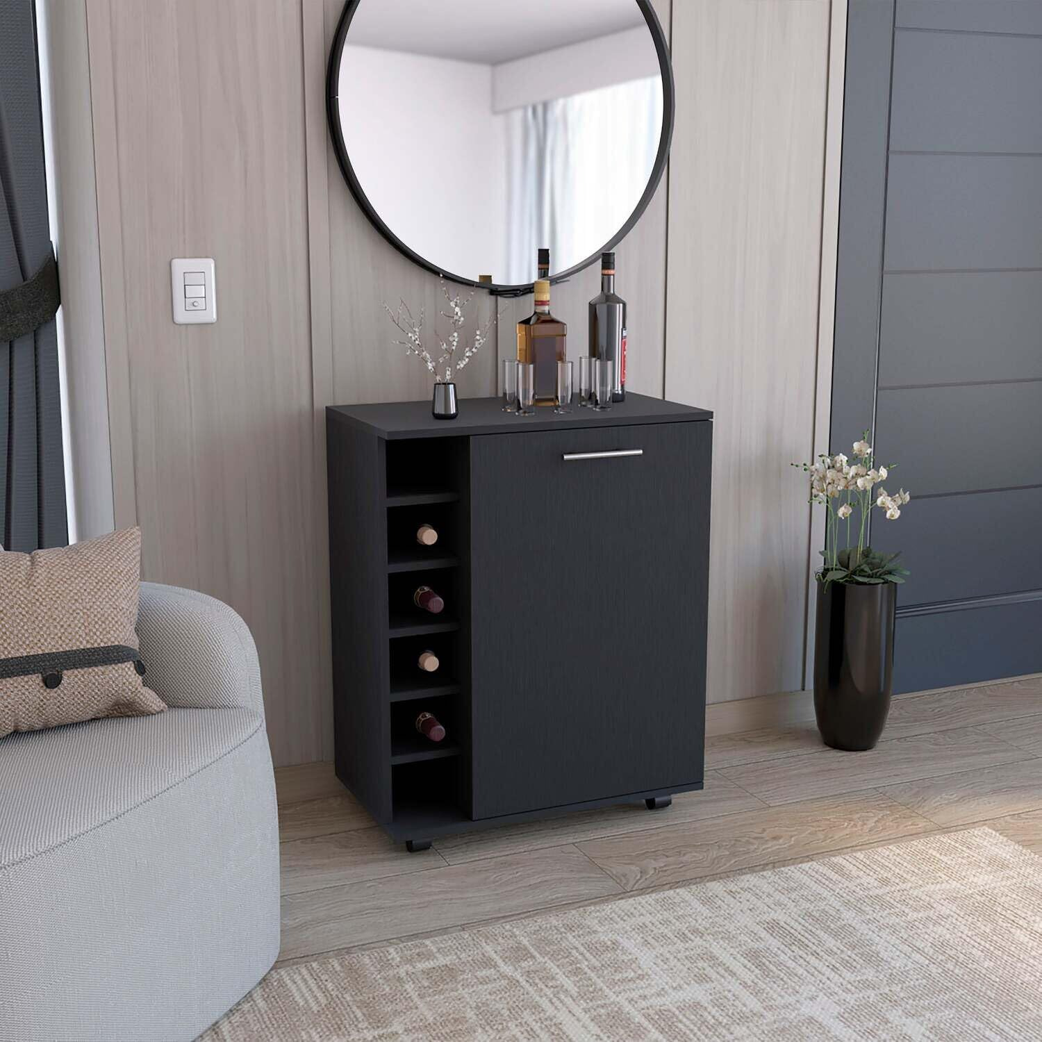 Wick Bar Cart-Living Room-Black