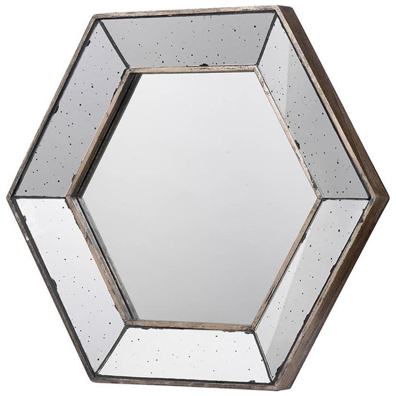 18"" Hexagon Wall Mounted Vintage Style Glass Frame Accent Mirror