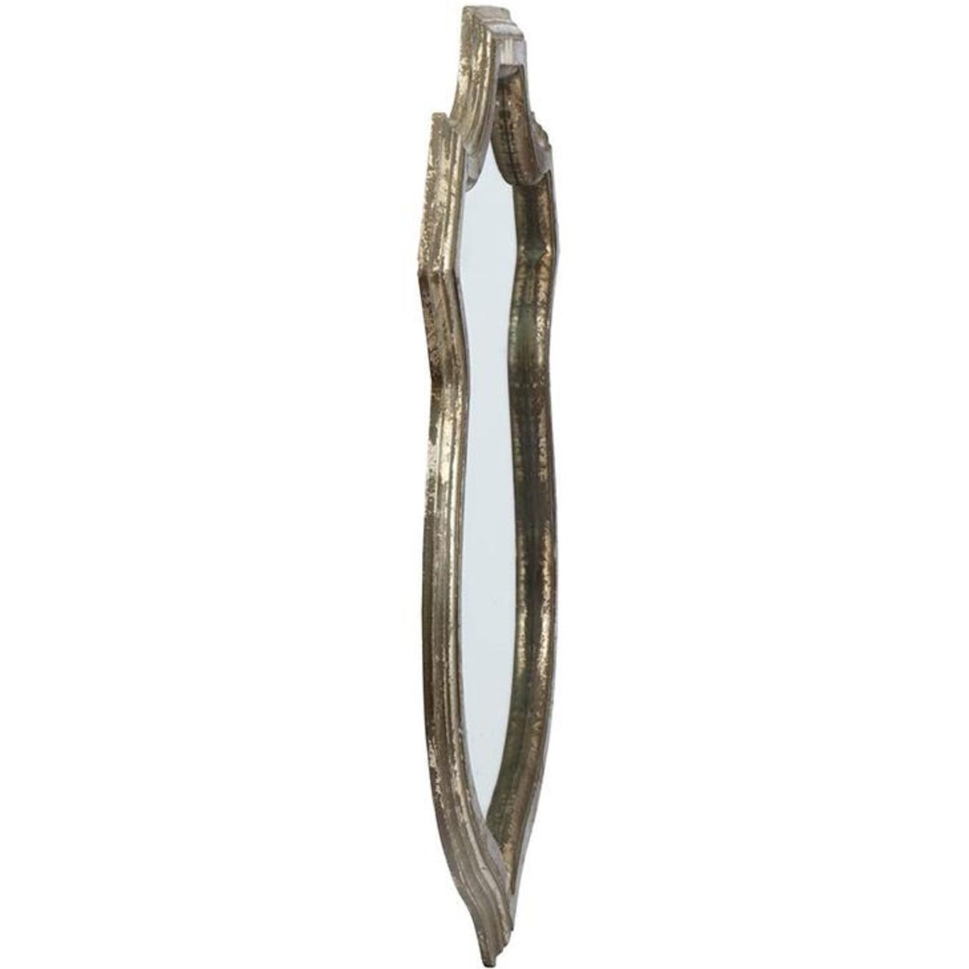 24"" Distressed Metallic Crest Shape Wall Mounted Accent Mirror Framed