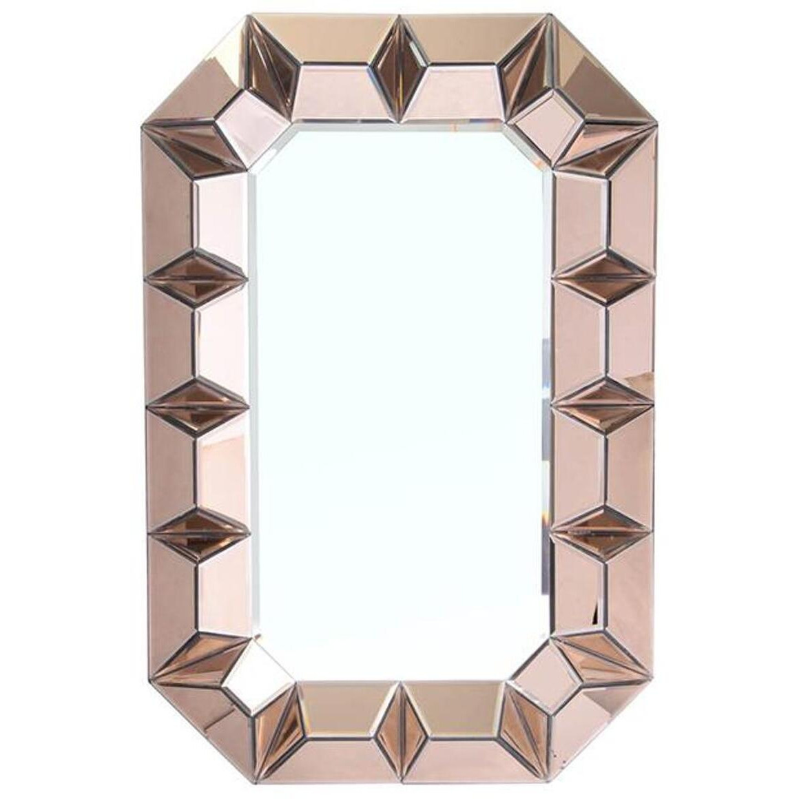 24"" Rose Gold Geometric Frame Wall Mounted Accent Mirror Framed