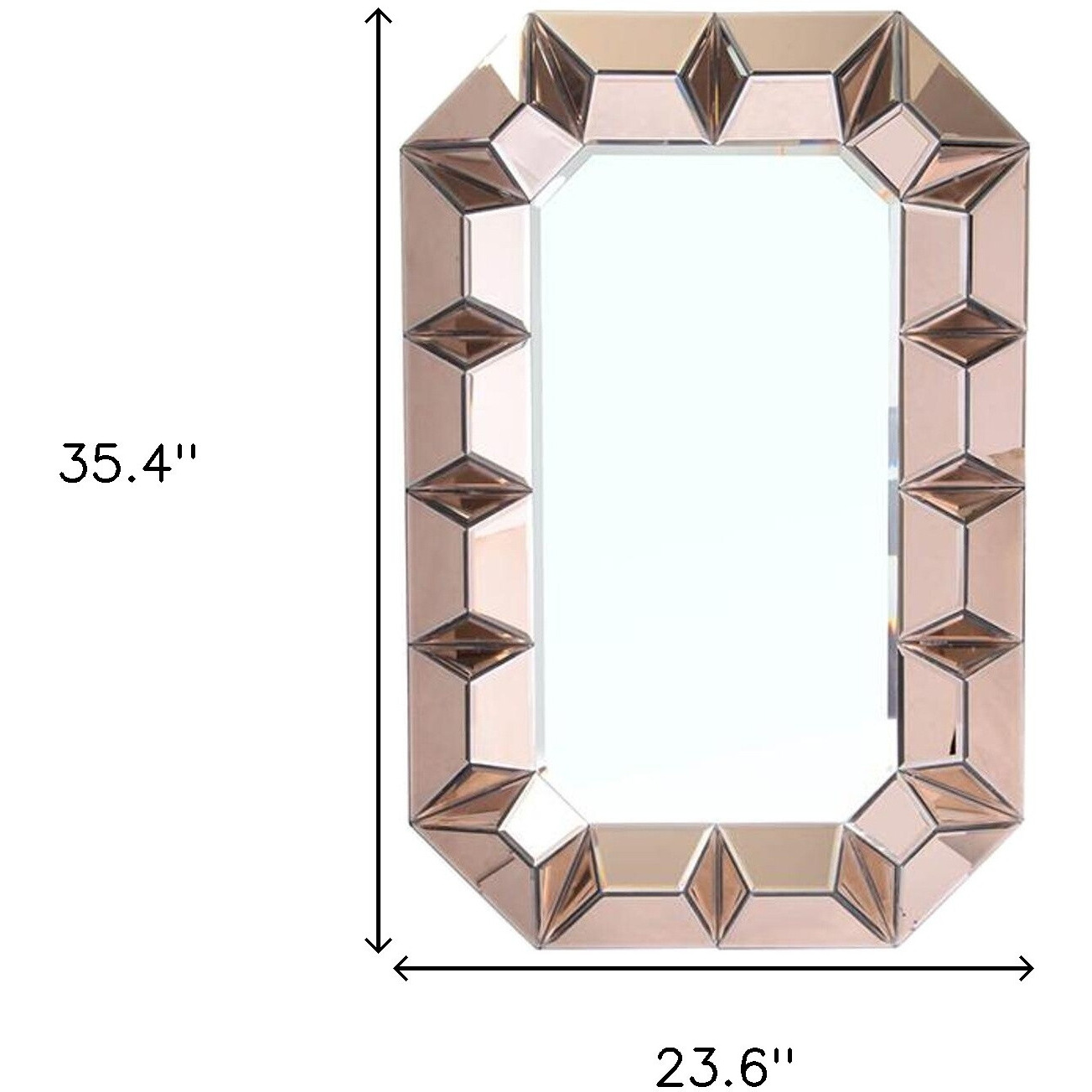 24"" Rose Gold Geometric Frame Wall Mounted Accent Mirror Framed