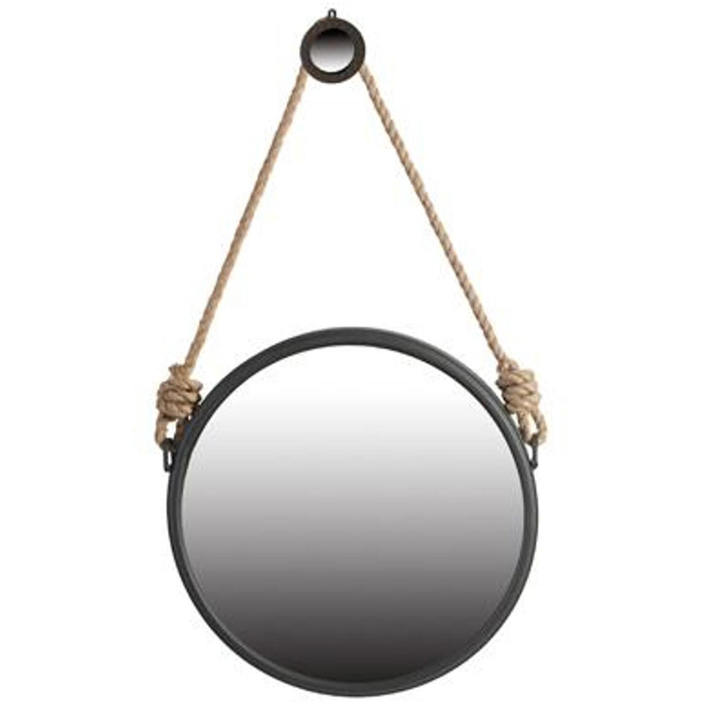 20"" Dark Gray Round Wall Mounted Accent Mirror