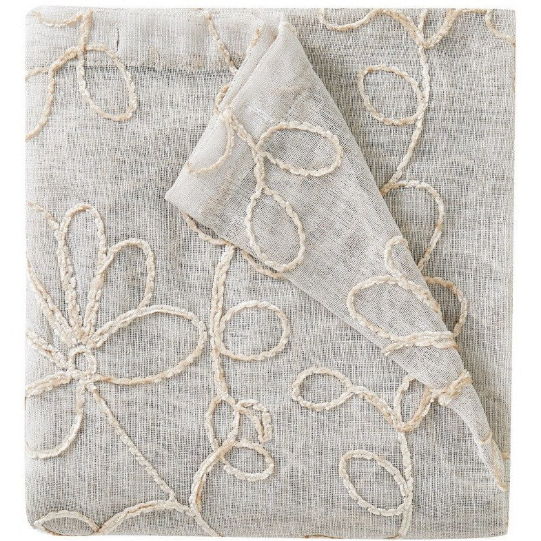 Set Of Two 84""  Tan Floral Embroidered Window Panels
