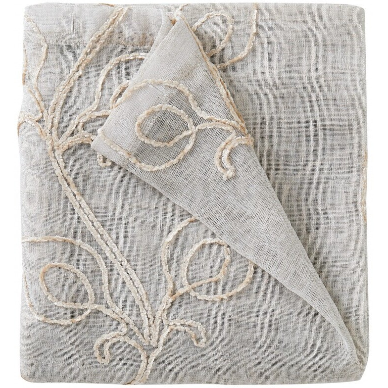 Set Of Two 84""  Beige Boho Embroidered Window Panels