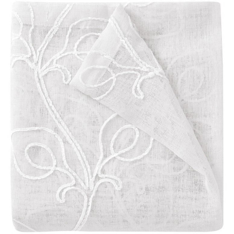 Set Of Two 96""  White Boho Embroidered Window Panels