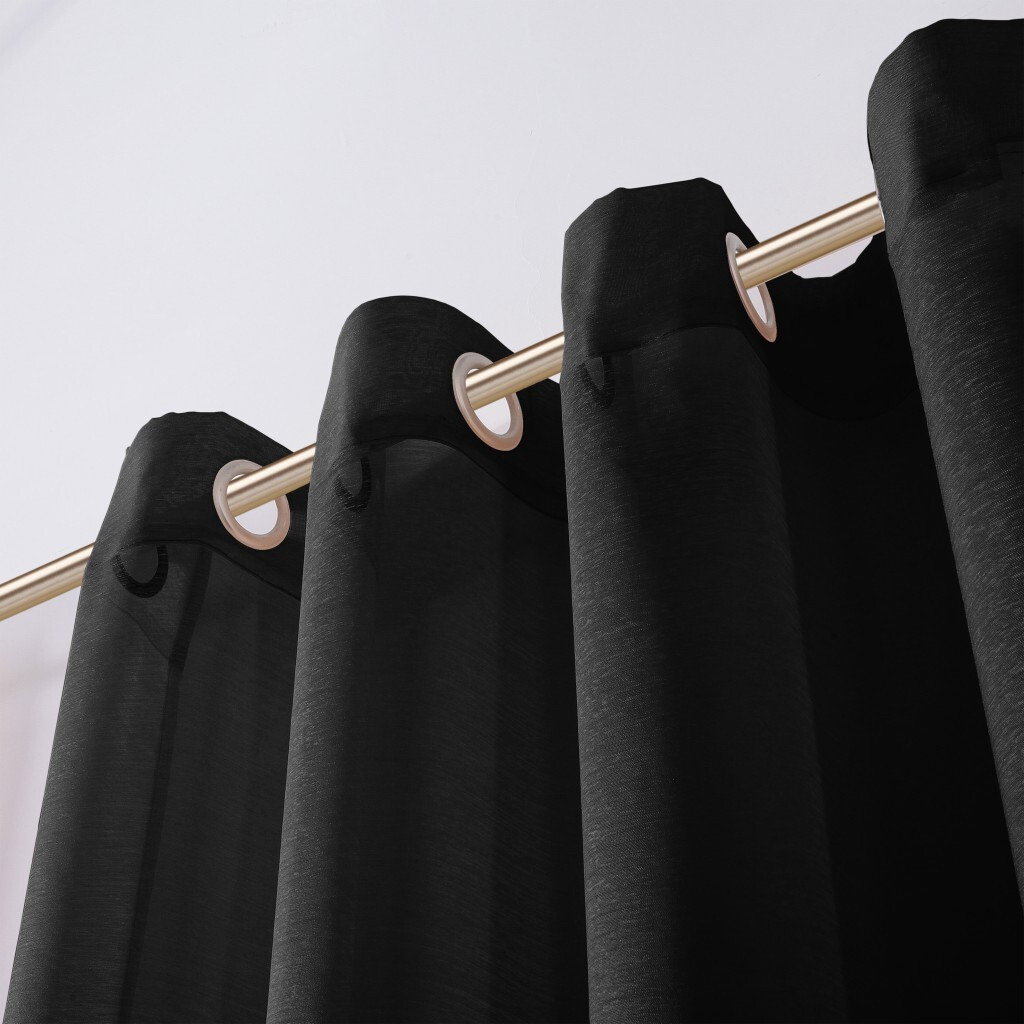 Set Of Two 84""  Black Solid Modern Window Panels