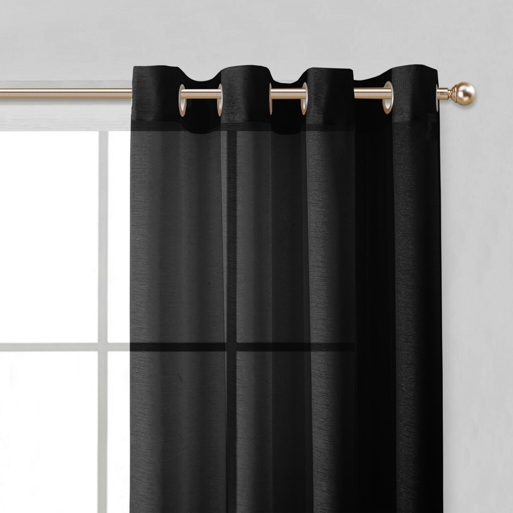 Set Of Two 84""  Black Solid Modern Window Panels