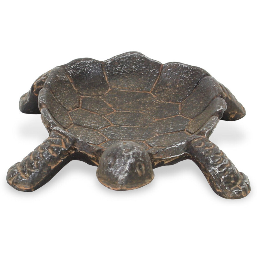 7"" Rustic Black Turtle Metal Handmade Tray