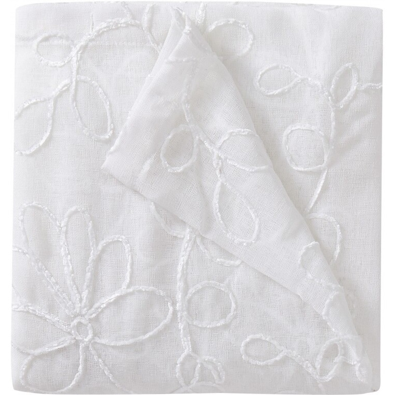 Set Of Two 84""  White Floral Embroidered Window Panels