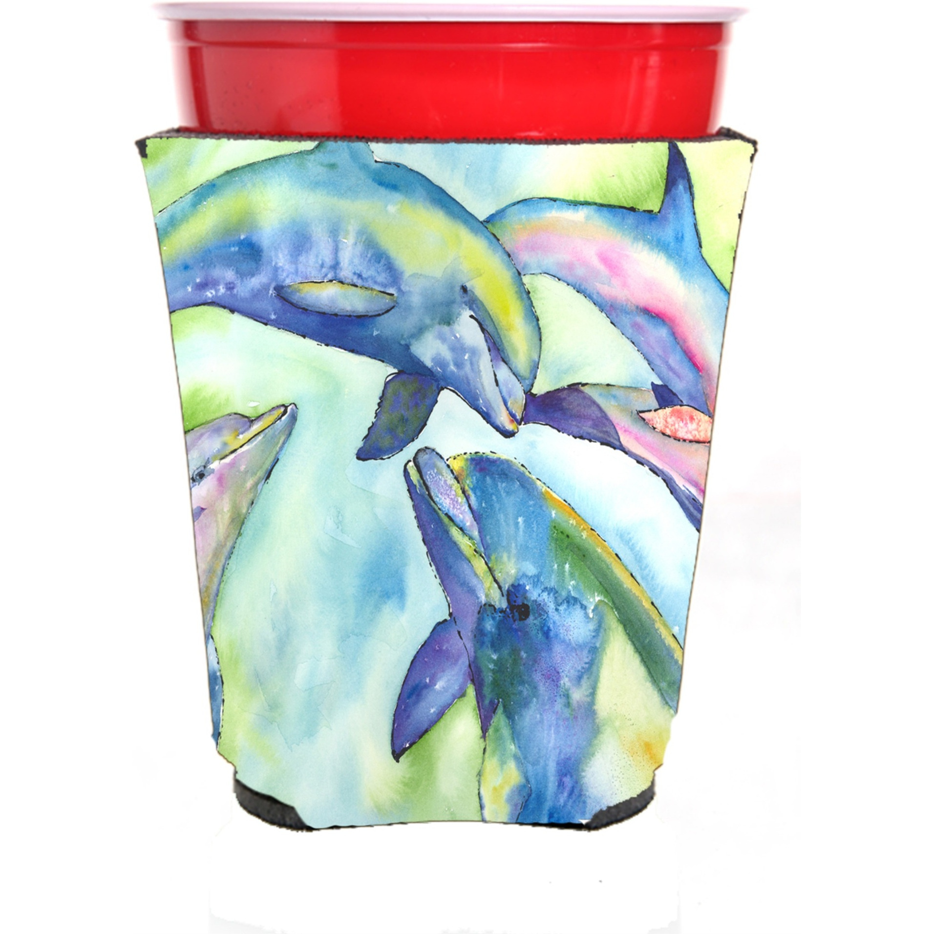 Dolphin  Red Solo Cup Beverage Insulator Hugger