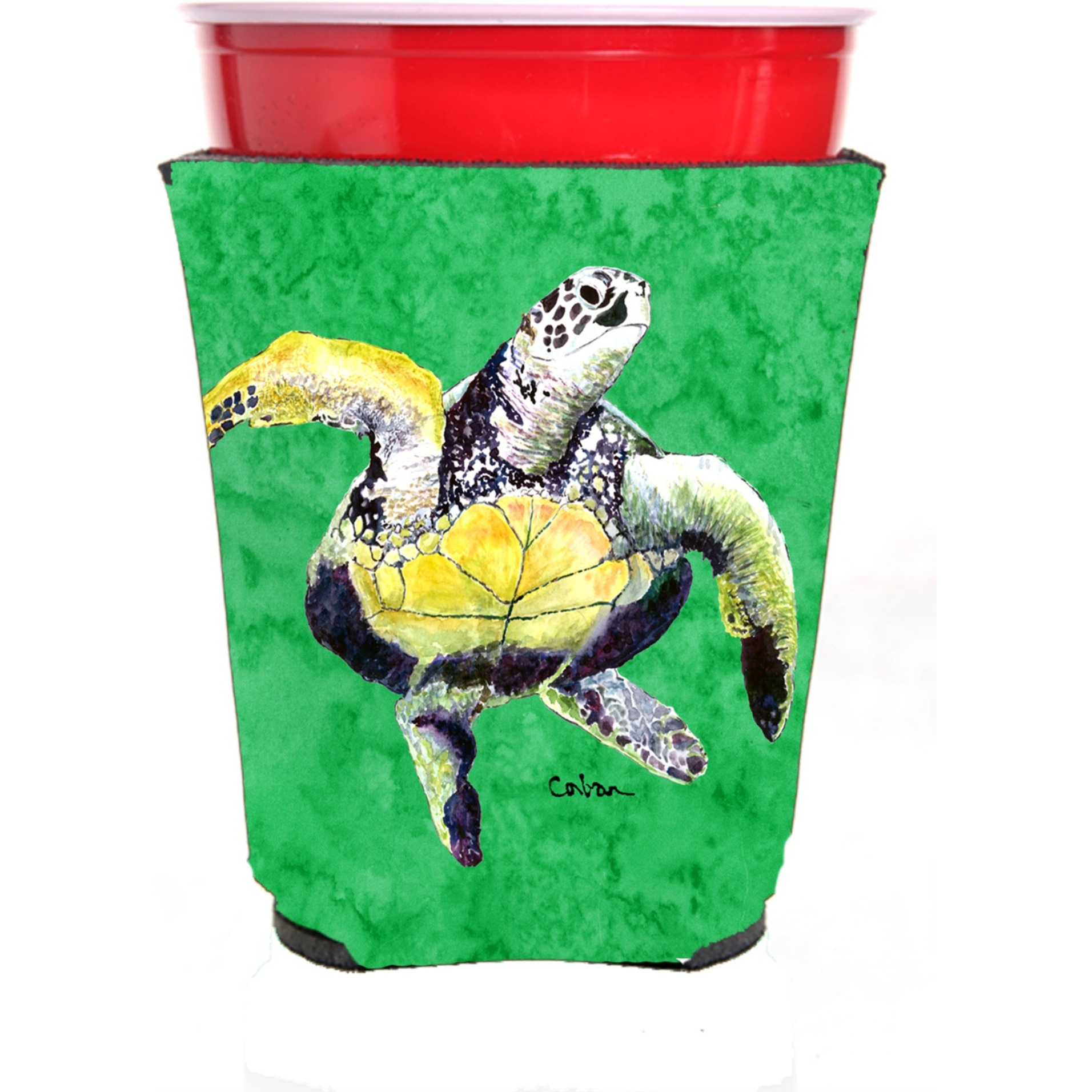 Turtle Dancing Red Solo Cup Beverage Insulator Hugger