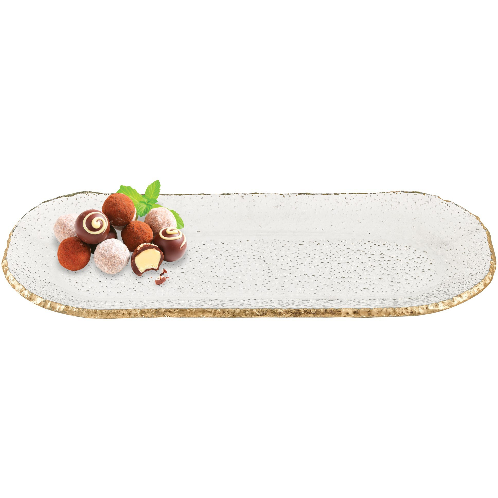 18 Mouth Blown Oval Edge Gold Leaf Platter