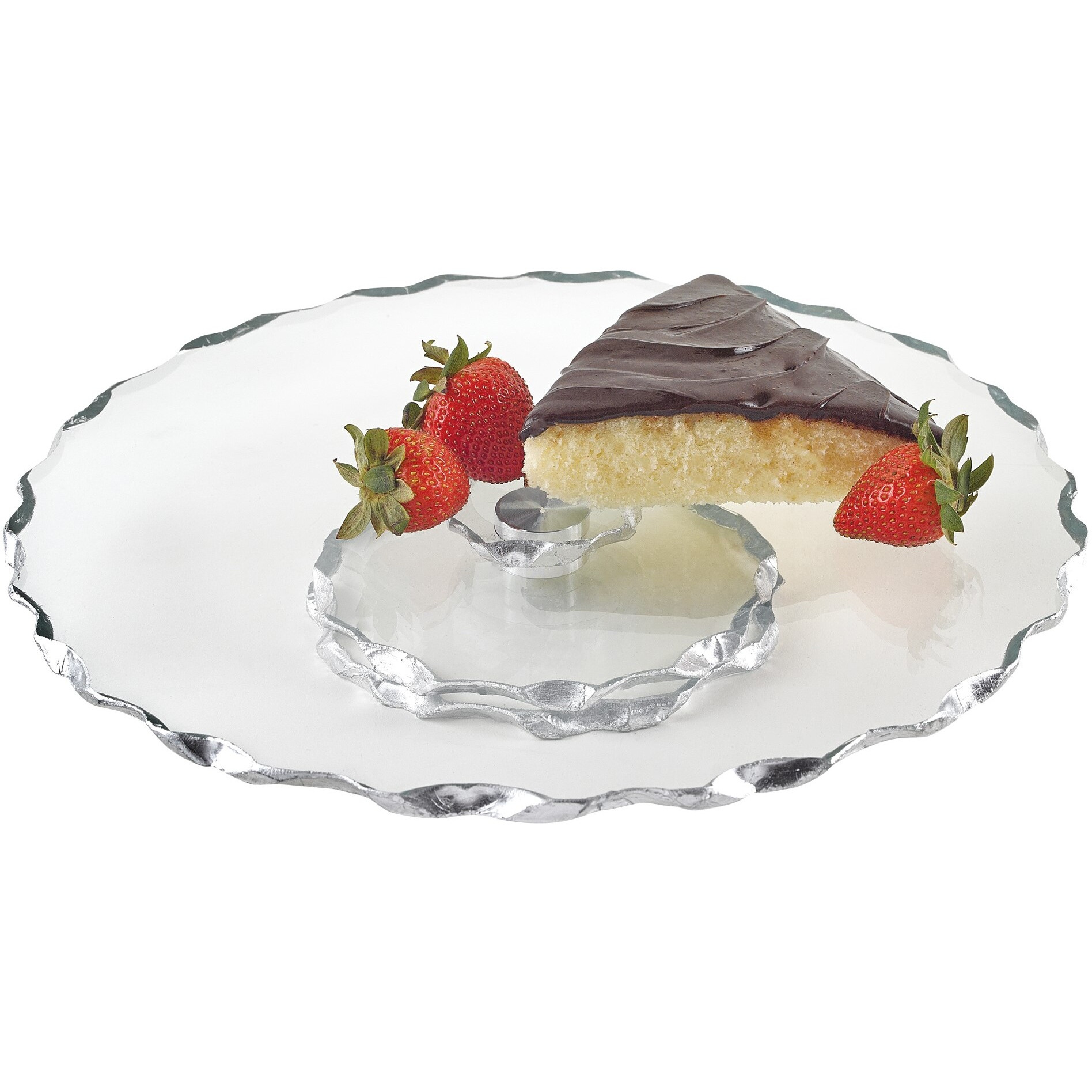 13 Hand Decorated Chiseled Edge Silver Turning Platter