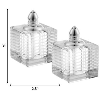 Hand Made Crystal Silver Pair Of Salt And Pepper Shakers
