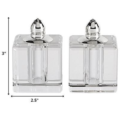Handcrafted Optical Crystal And Silver Square Size Salt And Pepper Shakers
