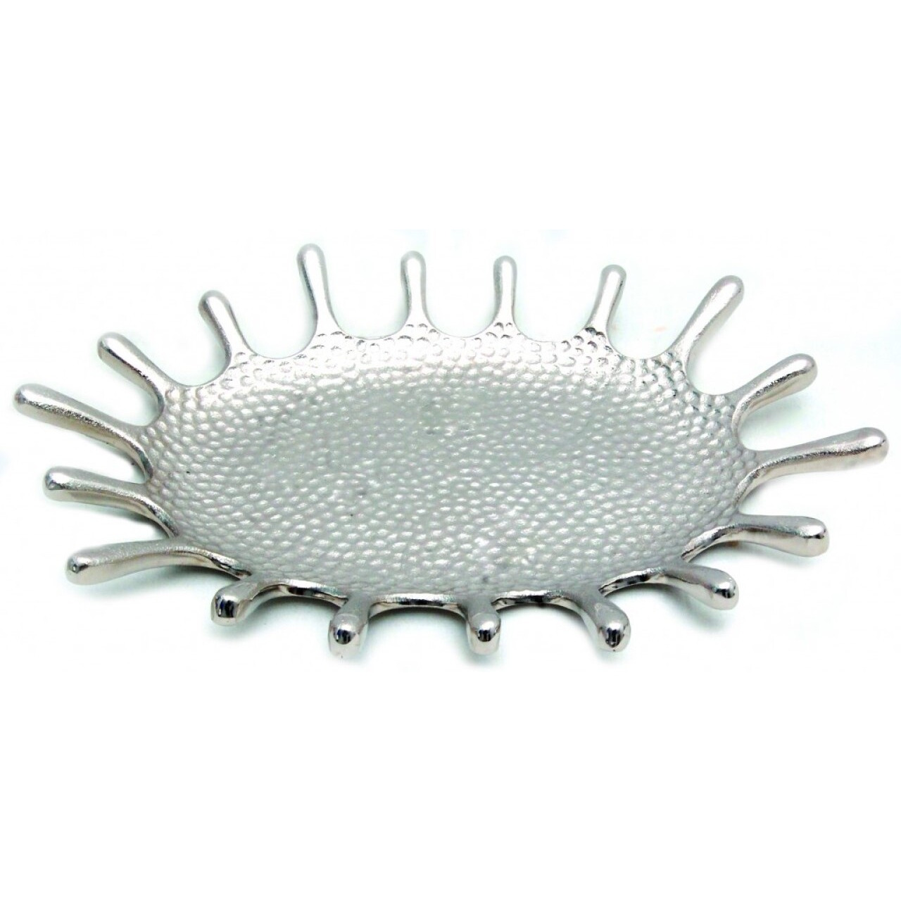 Silver Hammered Splash Design Serving Tray