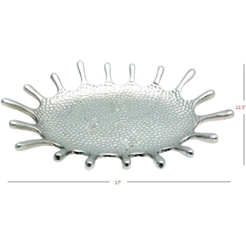 Silver Hammered Splash Design Serving Tray
