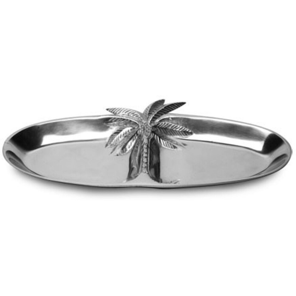 Oval Silver Palm Tree Two Section Serving Tray