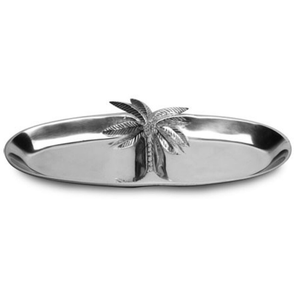 Oval Silver Palm Tree Two Section Serving Tray