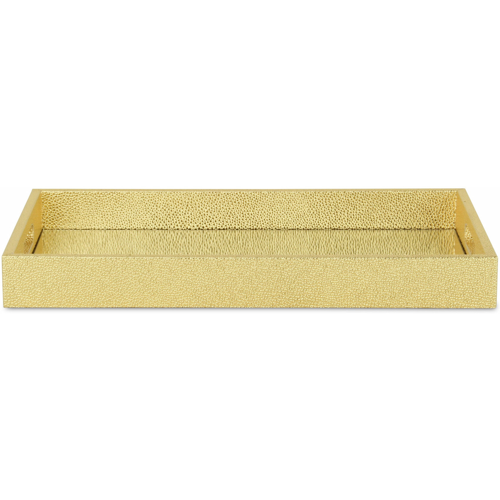 16"" Gold Rectangular Wood Handmade Tray With Handles