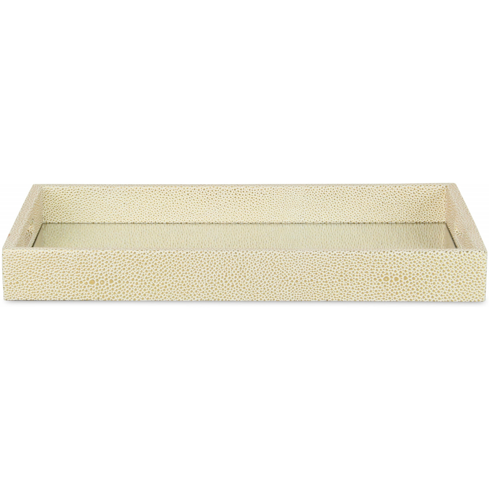 16"" White Gold Rectangular Wood Handmade Tray With Handles