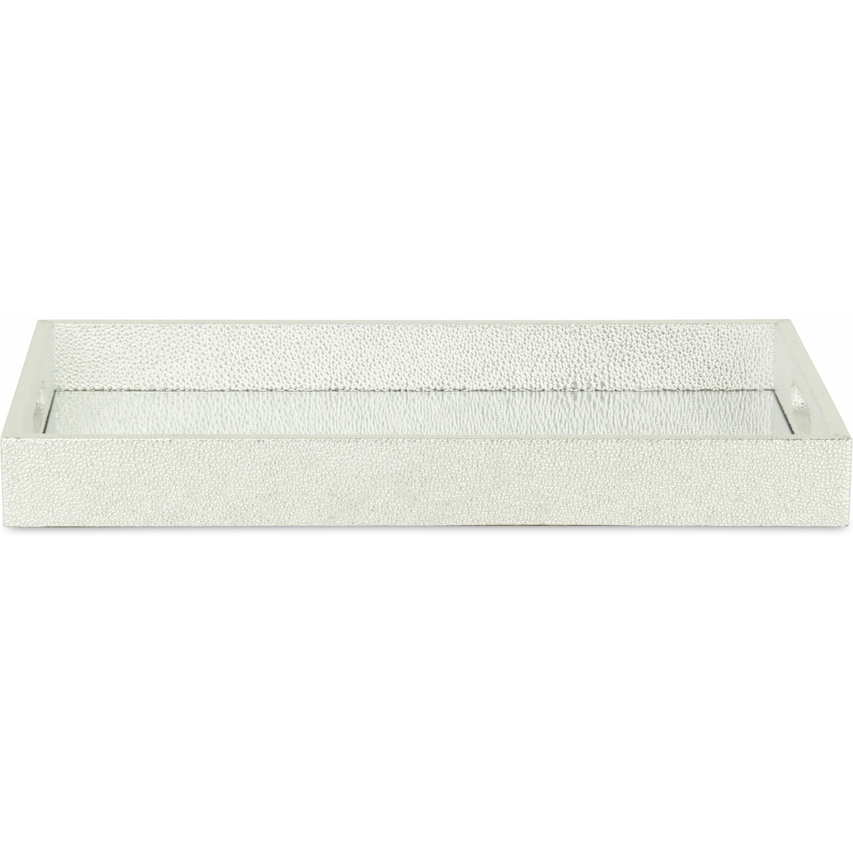 16"" Silver Rectangular Wood Handmade Tray With Handles