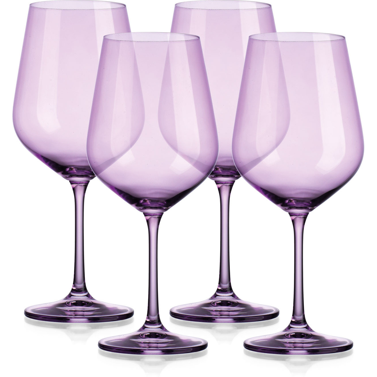 Set Of Four Translucent Purple Large Wine Glasses