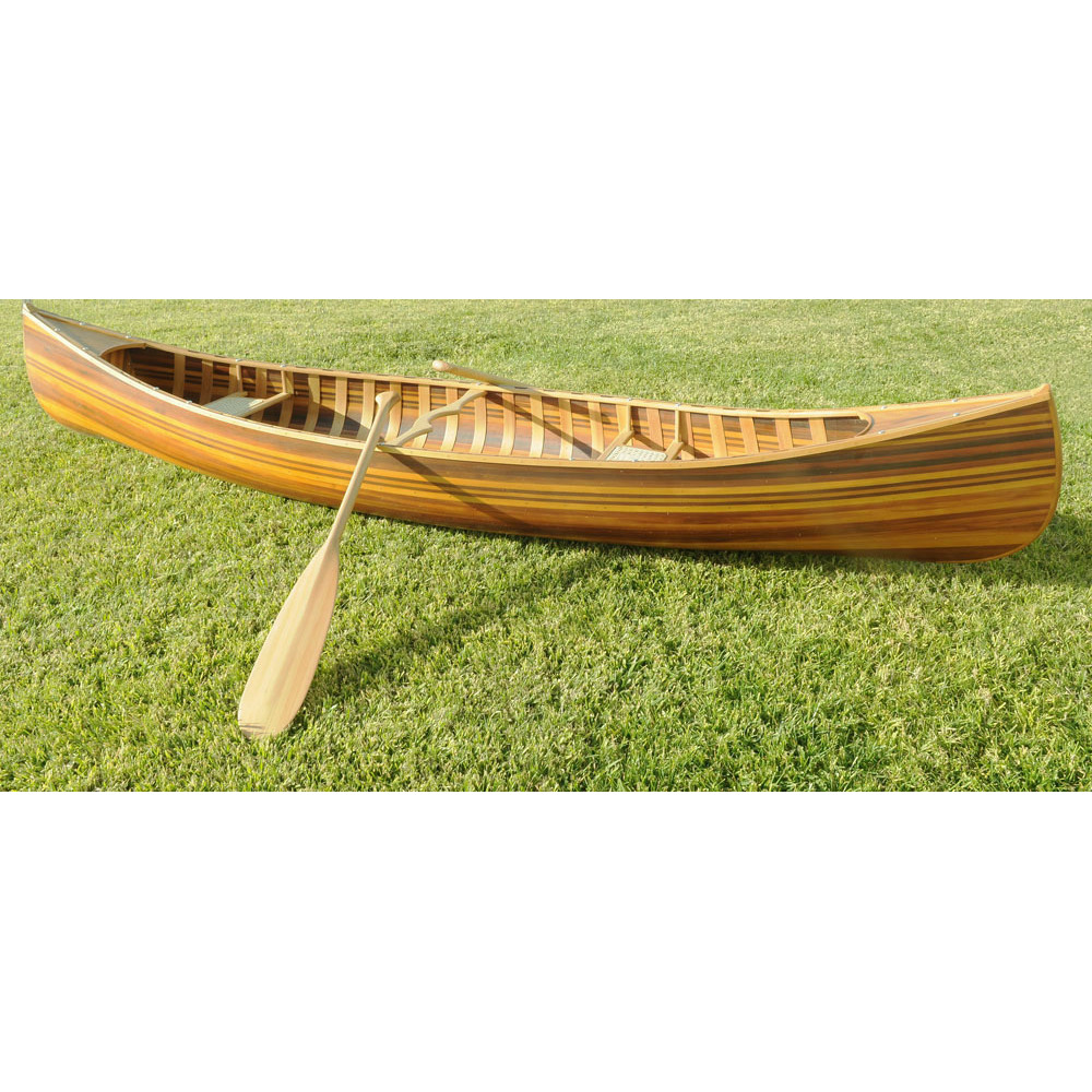 26.25"" X 118.5"" X 16""  Matte Finish Wooden Canoe With Ribs Curved Bow
