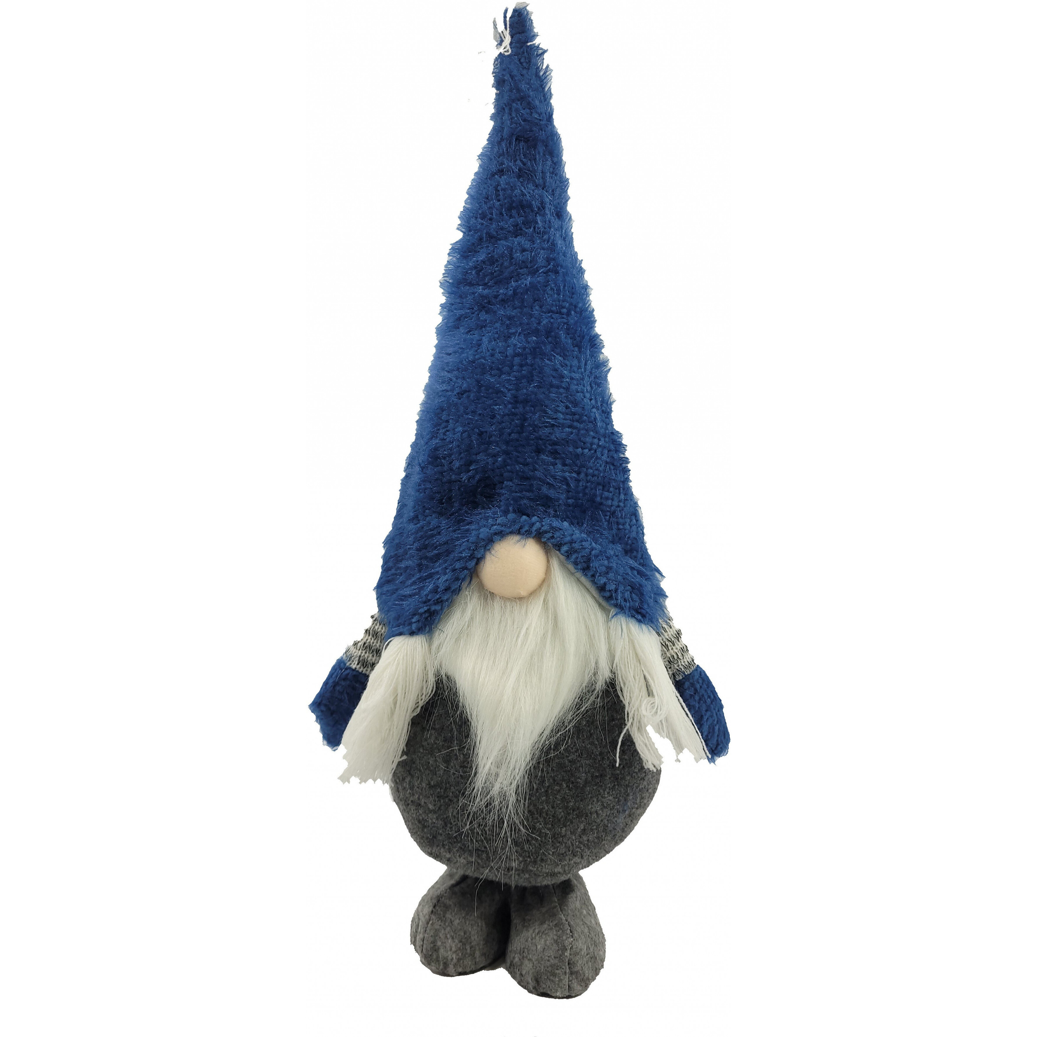 27"" Blue And Gray Fabric Standing Gnome