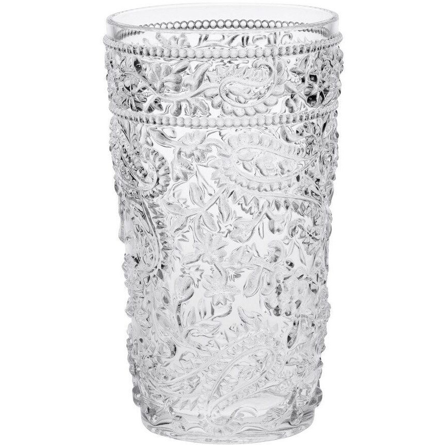 Designer Acrylic Paisley clear Drinking glasses Hi Ball Set of 4 (17oz), Premium Quality Unbreakable Stemless Acrylic Drinking glasses for All Purpose(D0102H5L7PJ)