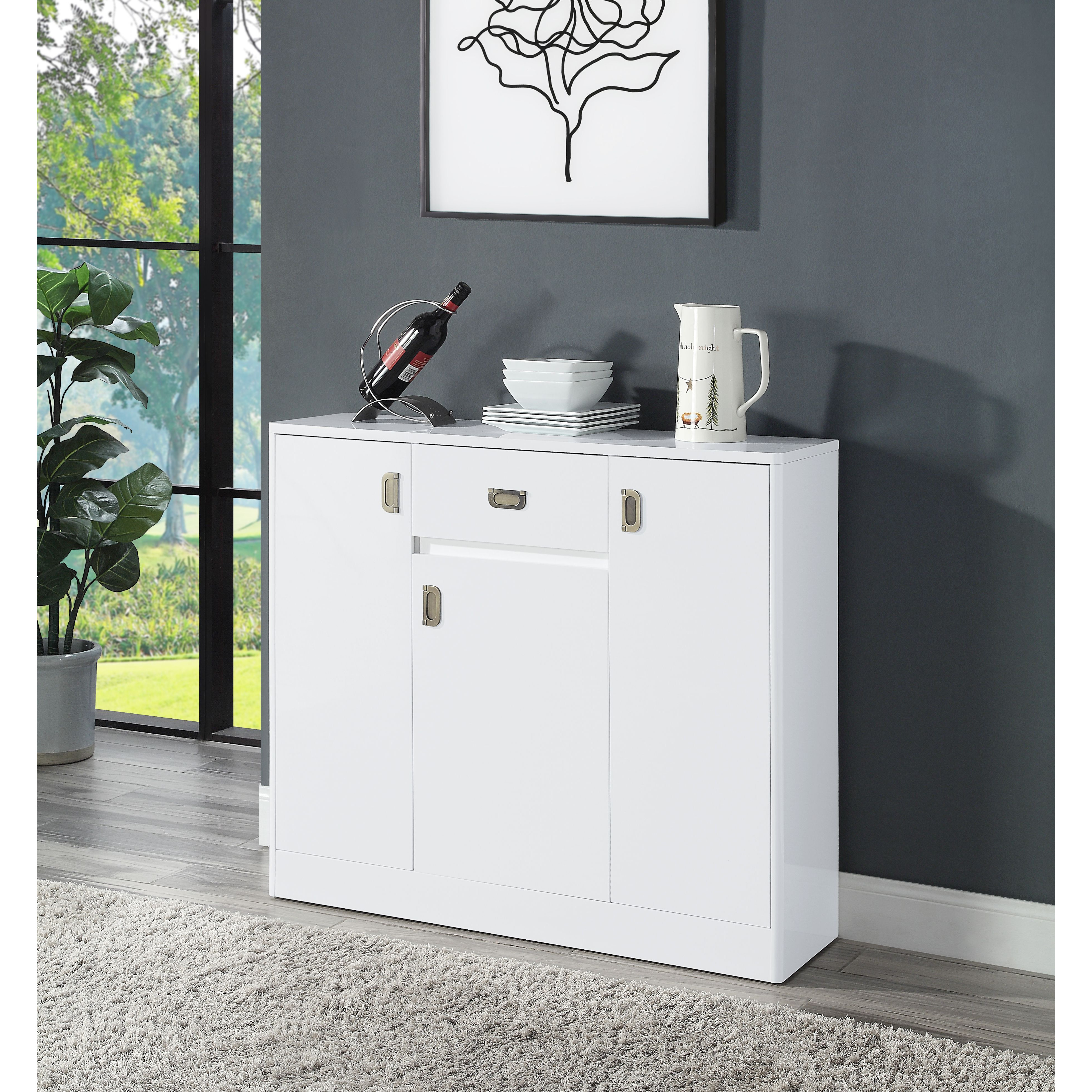 AcME Pagan Server in White High gloss Finish DN00742(D0102H7JSI6)