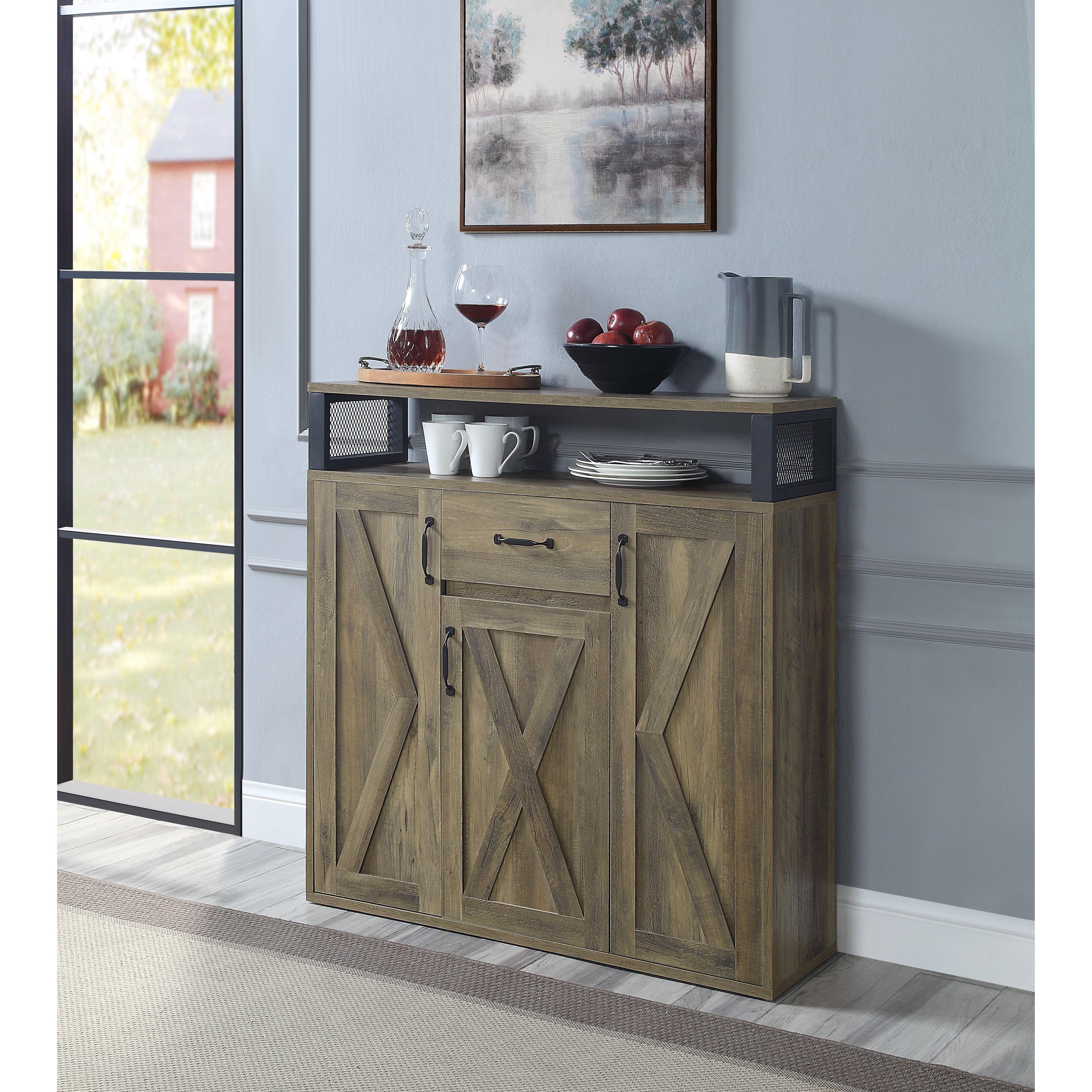 AcME Abiram Server in Rustic Oak Finish DN01027(D0102H7J9SJ)